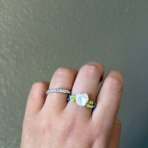 3 for $10 Heart Ring with Green and Blue Accents